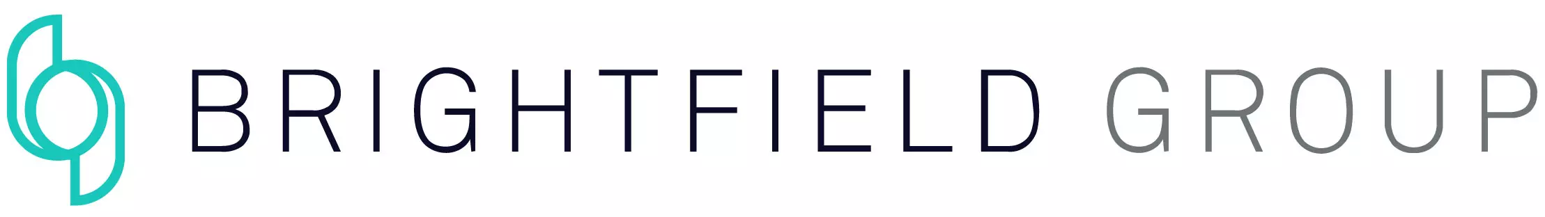 The outline of a two-bladed fan in turquoise next to the wording ‘Brightfield Group’ in black.