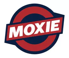Moxie logo with a red circle and red banner for a cannabis manufacturing company.