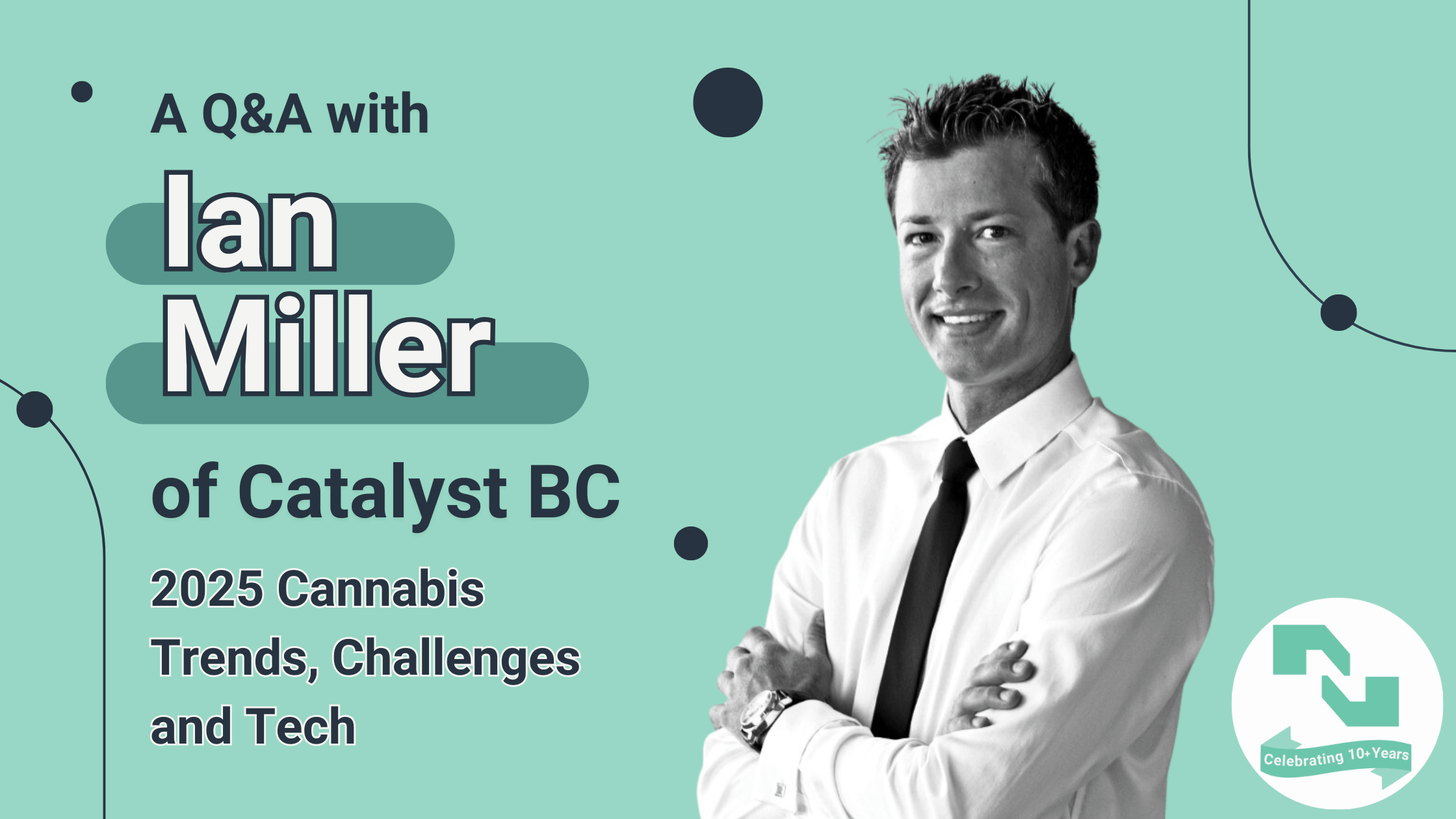 Ian Miller appears to the right of the text, 'A Q&A with Ian Miller of Catalyst BC on 2025 Cannabis Trends, Challenges and Tech"