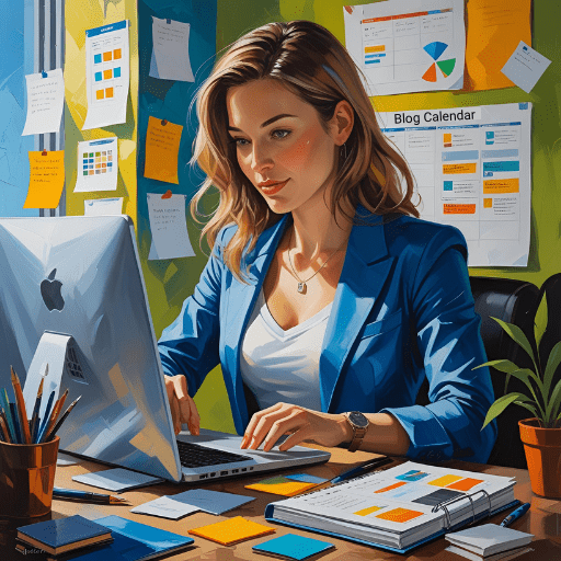 Marketer works on a blog and content calendar for a cannabis brand
