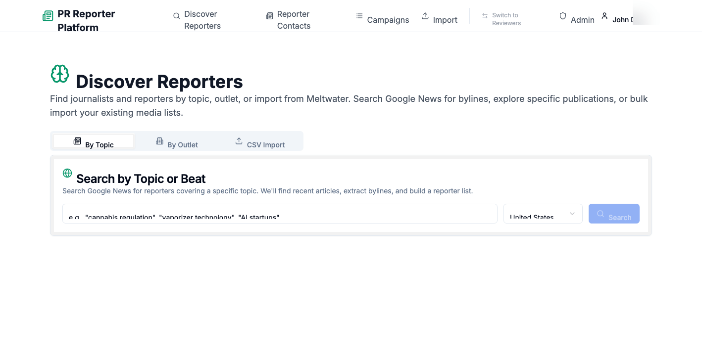 Reporter & Product Reviewer Discovery & Outreach Platform screenshot 2