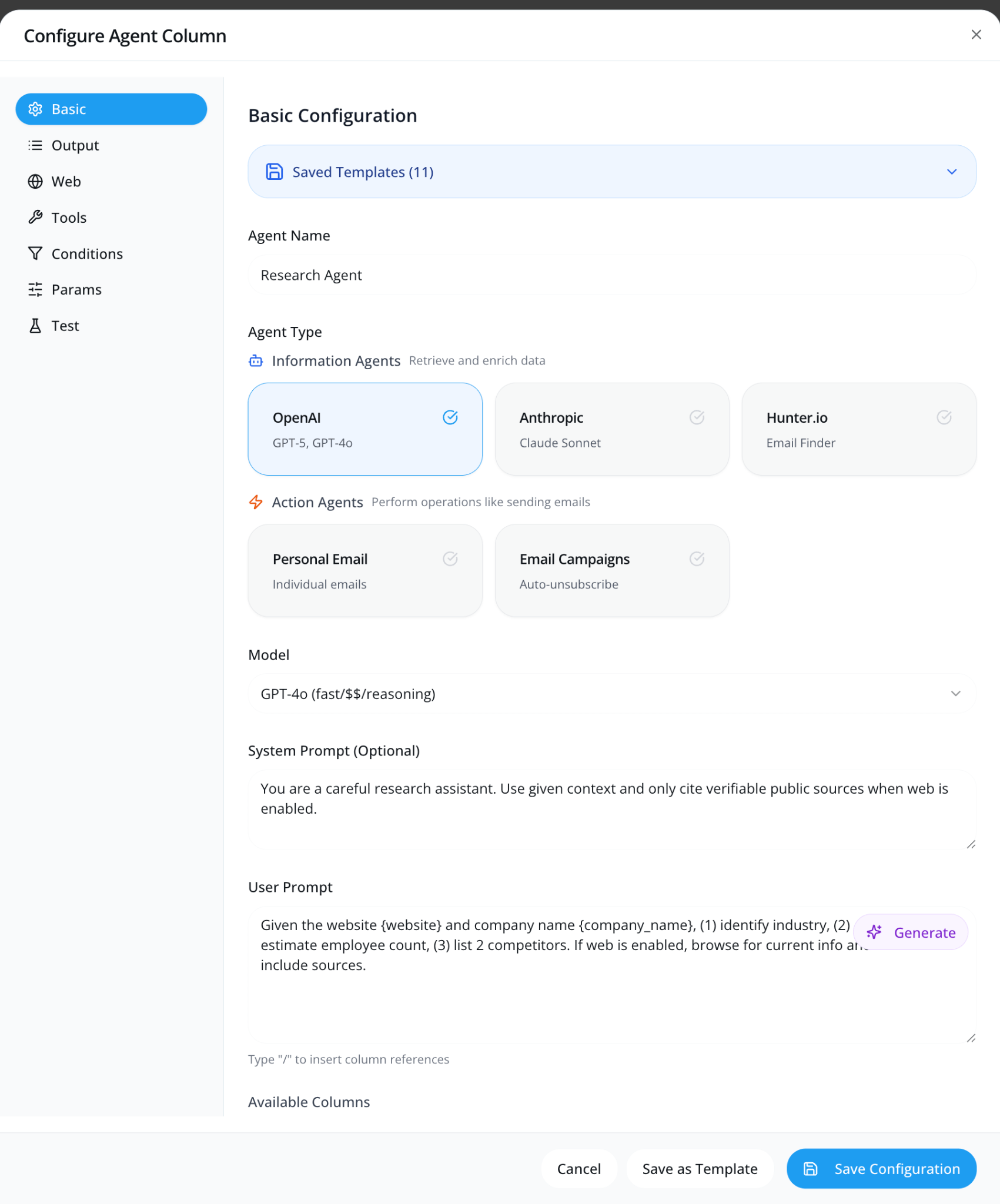 Agent Column Spreadsheet Application screenshot 1