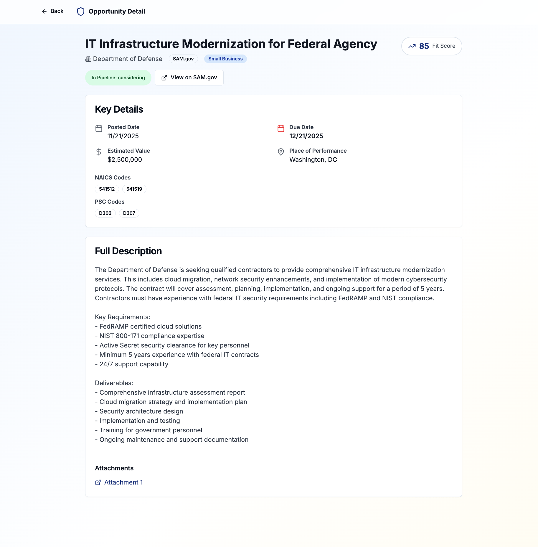 Federal RFP Aggregator screenshot 1
