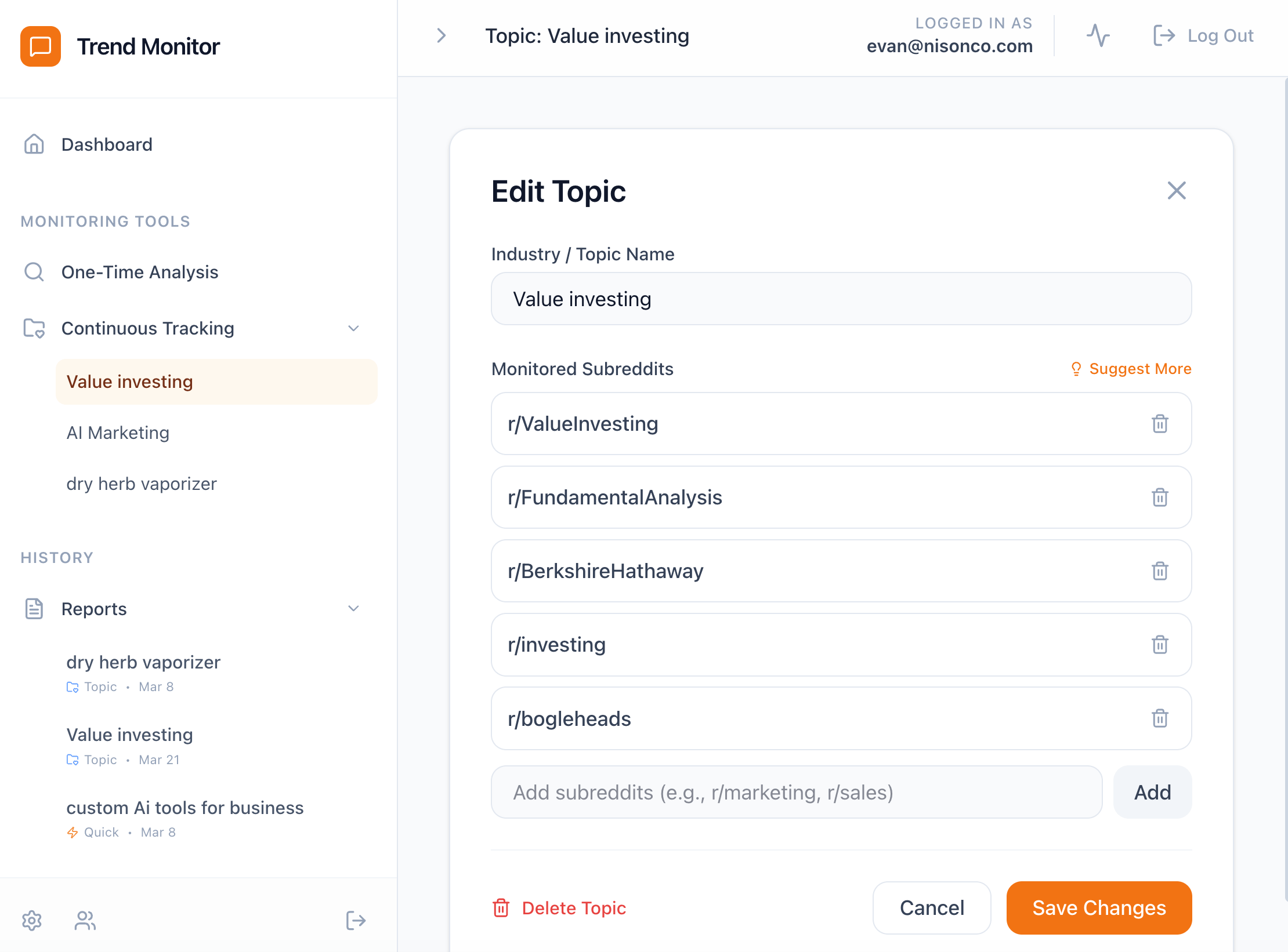 Reddit Trend Monitor screenshot 3