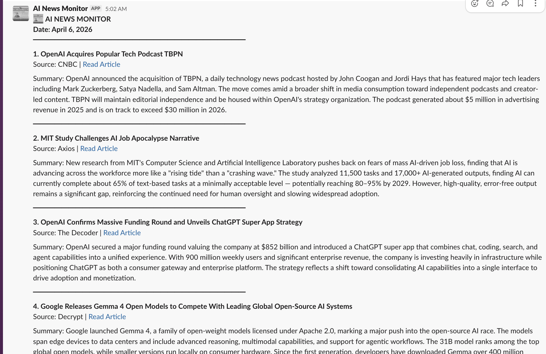Weekly Industry News Digest Agent screenshot 1