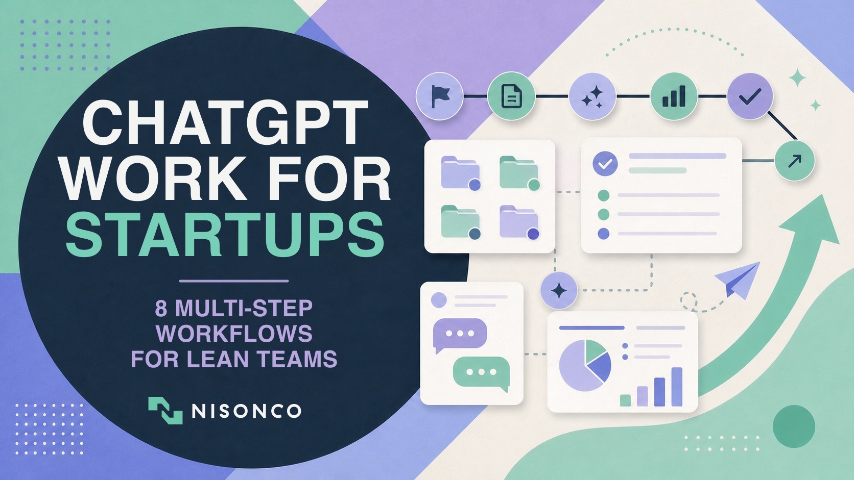 ChatGPT Work for startups multi-step workflow illustration