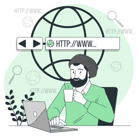 An illustration of a person browsing an online platform on a large screen. The image represents the accessible, low-cost tools that let lean nonprofit teams do far more with the budget they have. Stretch your budget further with AI for nonprofits from NisonCo.