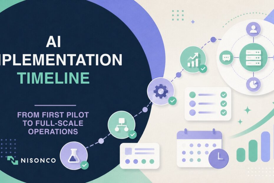 AI implementation timeline from first pilot to full-scale business operations
