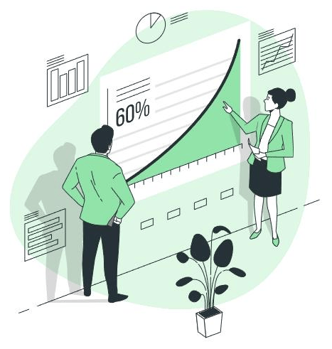 An illustration of a team tracking a rising growth curve on a large chart. The image represents the compounding organic growth Web3 brands earn while paid crypto ads stay restricted. Rank your project with blockchain SEO from NisonCo, a crypto SEO agency active since 2017.