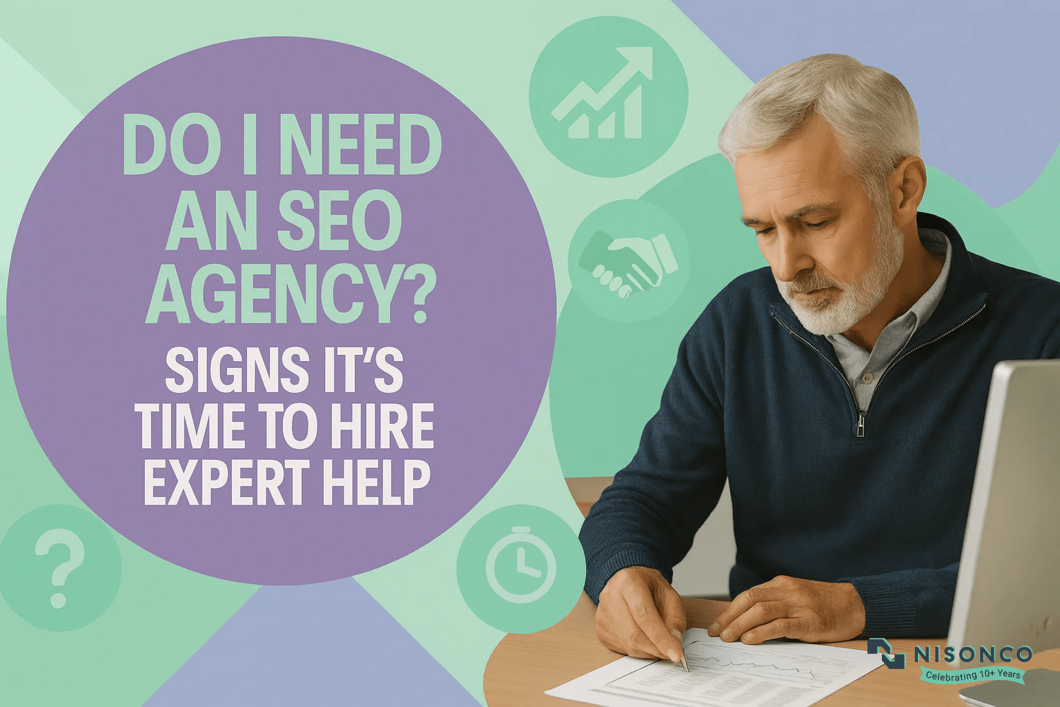 Do I need an SEO agency: business owner reviewing a traffic report at his desk