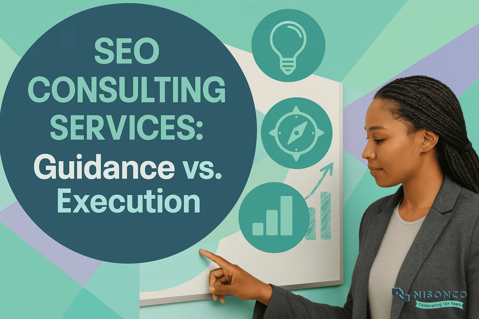 SEO consulting services: consultant presenting an SEO strategy at a whiteboard