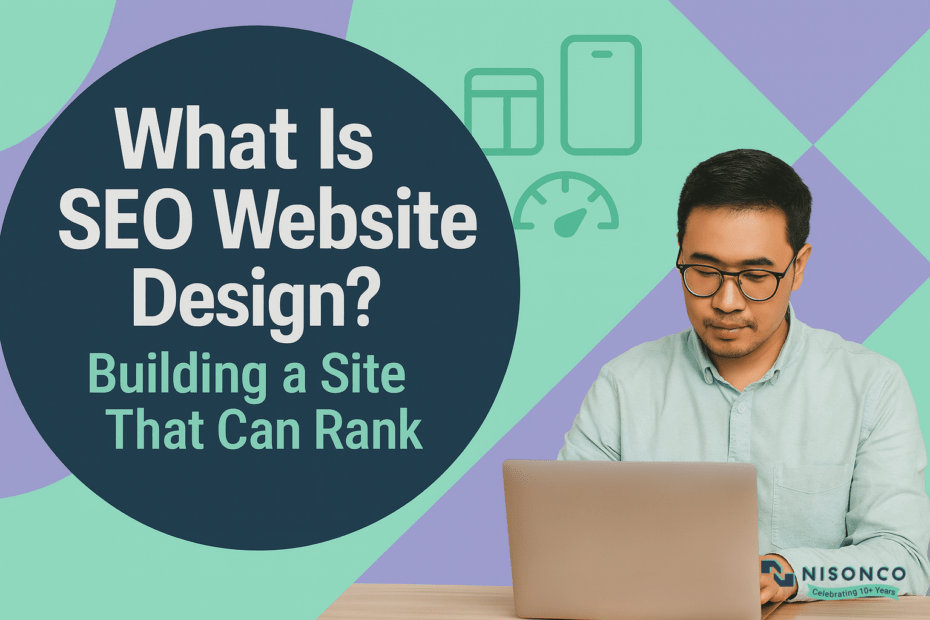 What is SEO website design — NisonCo graphic on building a site that can rank